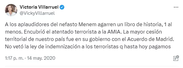 La vicepresidenta y su repudio a la presidencia de Menem