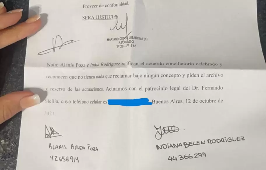 El presunto documento firmado por el ministro Cneo Libarona en representacin de MK