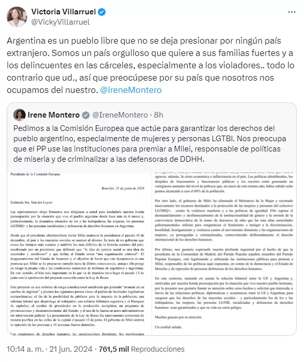 Vicky alimenta las tensiones entre Espaa y Argentina