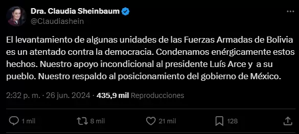 La presidenta electa de Mxico tambin respald la democracia